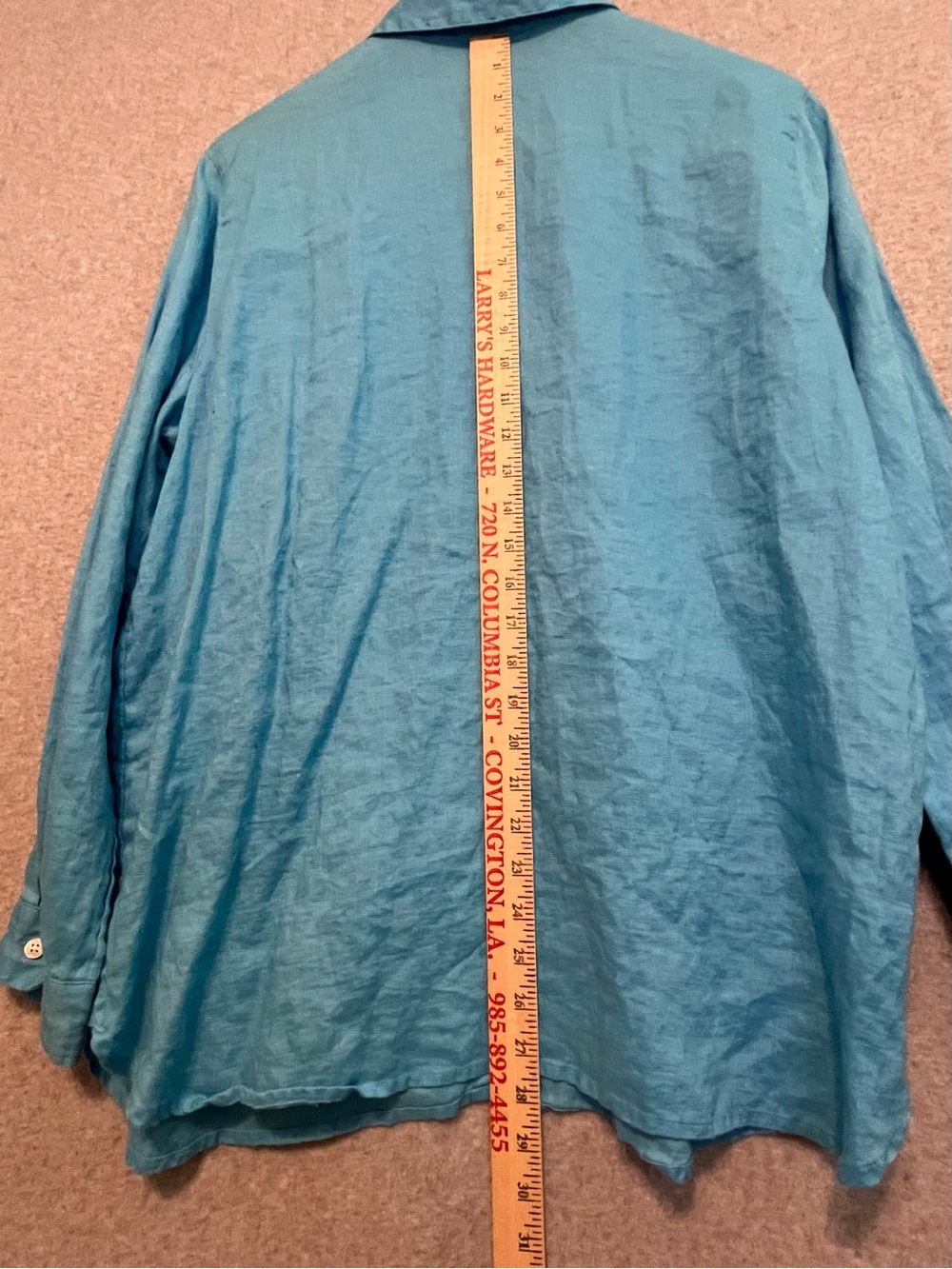 J. Jill 100% Linen Aqua Blue Tunic Blouse Womens L Button Front Coastal Bea - Picture 8 of 10